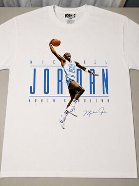 Michael Jordan North Carolina Tarherls UNC Dunk T-Shirt Men's 3XL White New